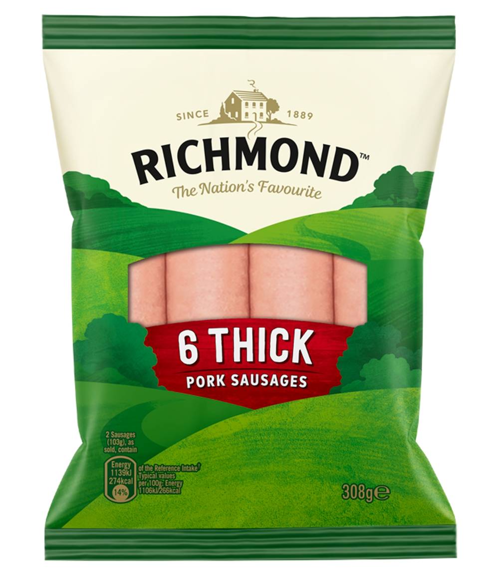Richmond 6 Thick Pork Sausages