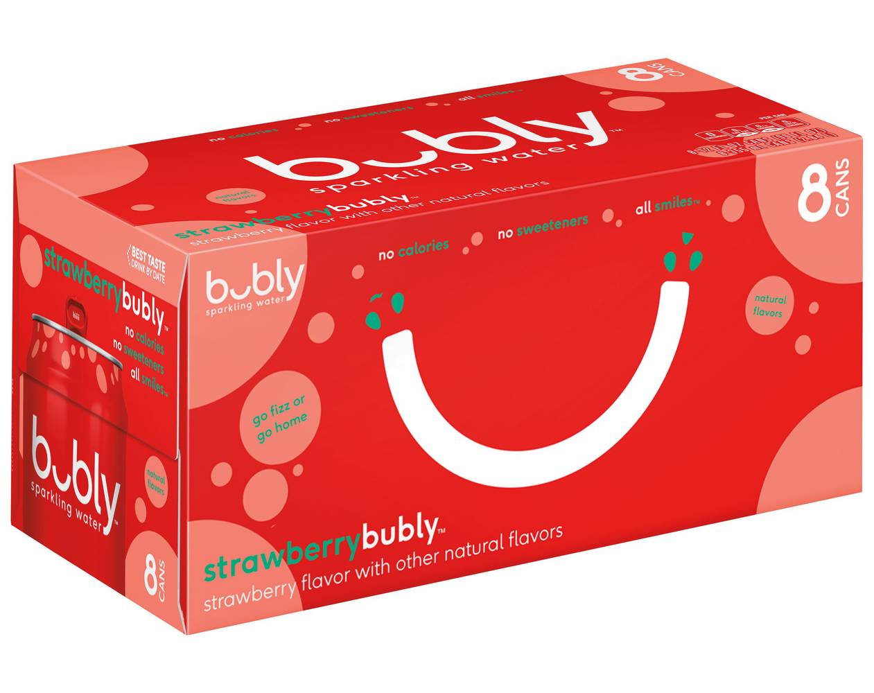 bubly Sparkling Water, Strawberry (8 x 12 fl oz)