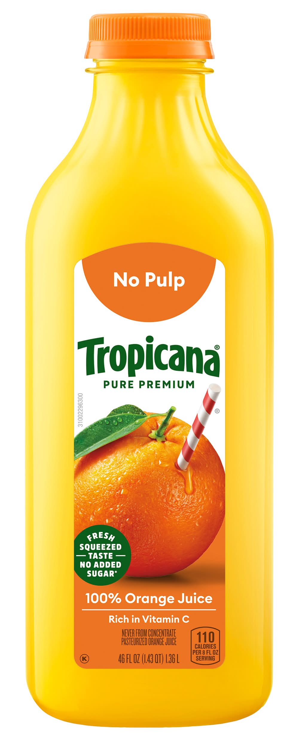 Tropicana No Pulp Pure Premium 100% Orange Juice (46 fl oz)
