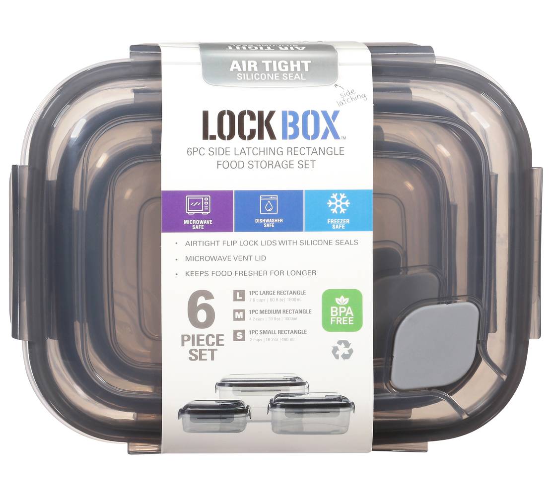 Lock Box Air Tight Side Latching Rectangle Food Storage Set