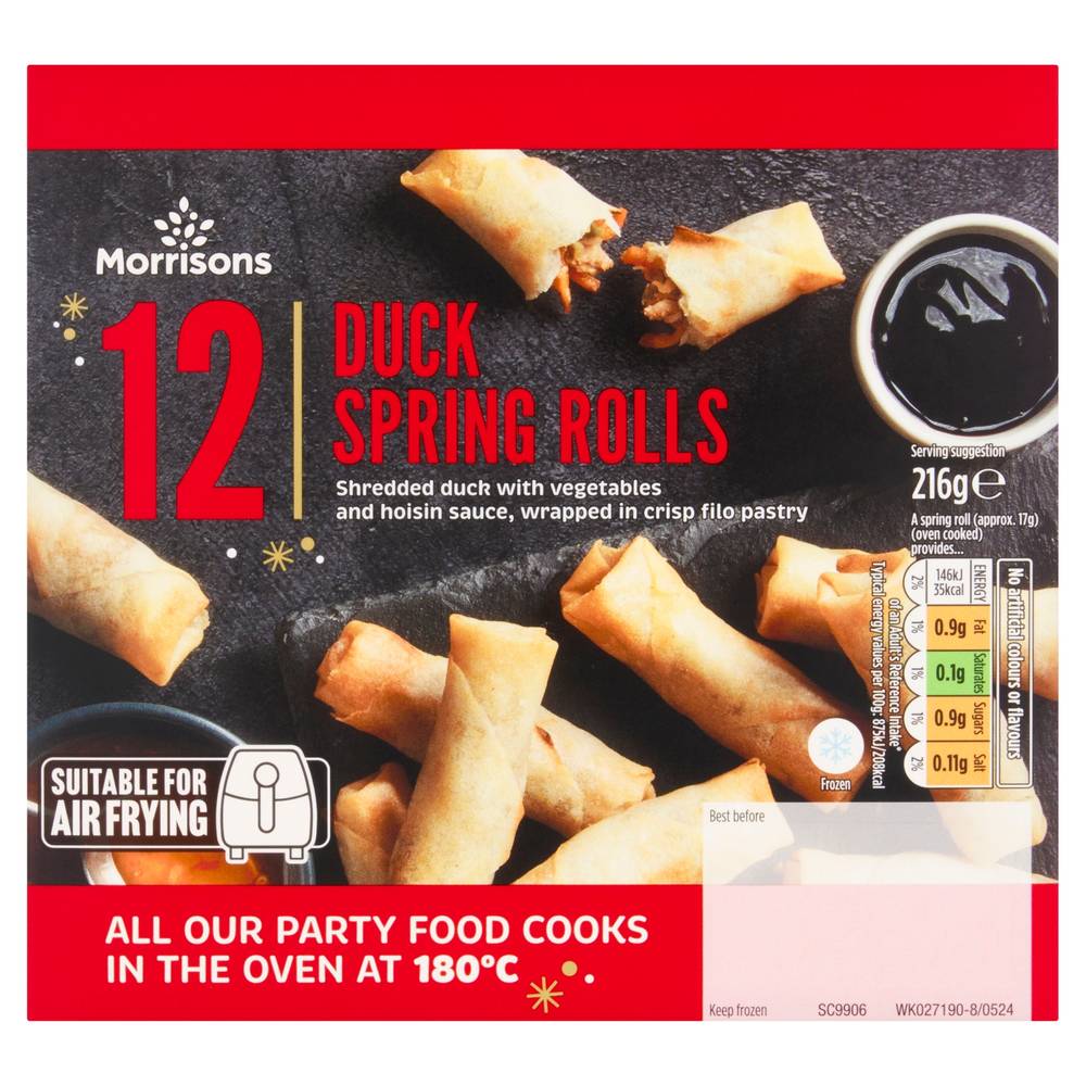 Morrisons 12 Duck Spring Rolls 216G (Frozen)