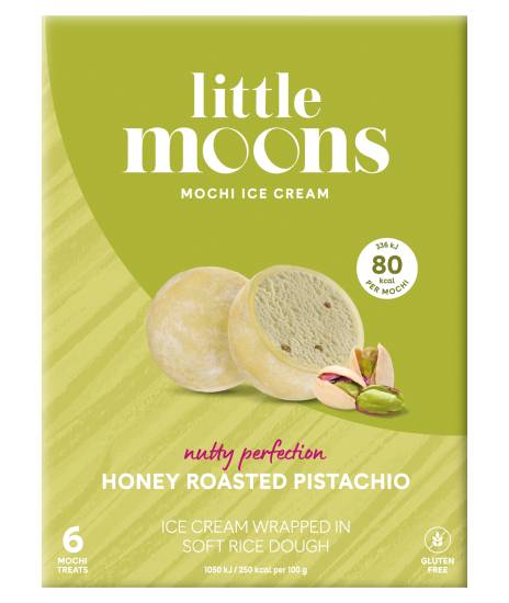 Little Moons Honey Roasted Pistachio, Soft Mochi & Gelato Ice Cream (6 pack)