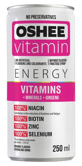 Oshee Vitamin Energy Orange Flavour Sparkling Drink (250ml)