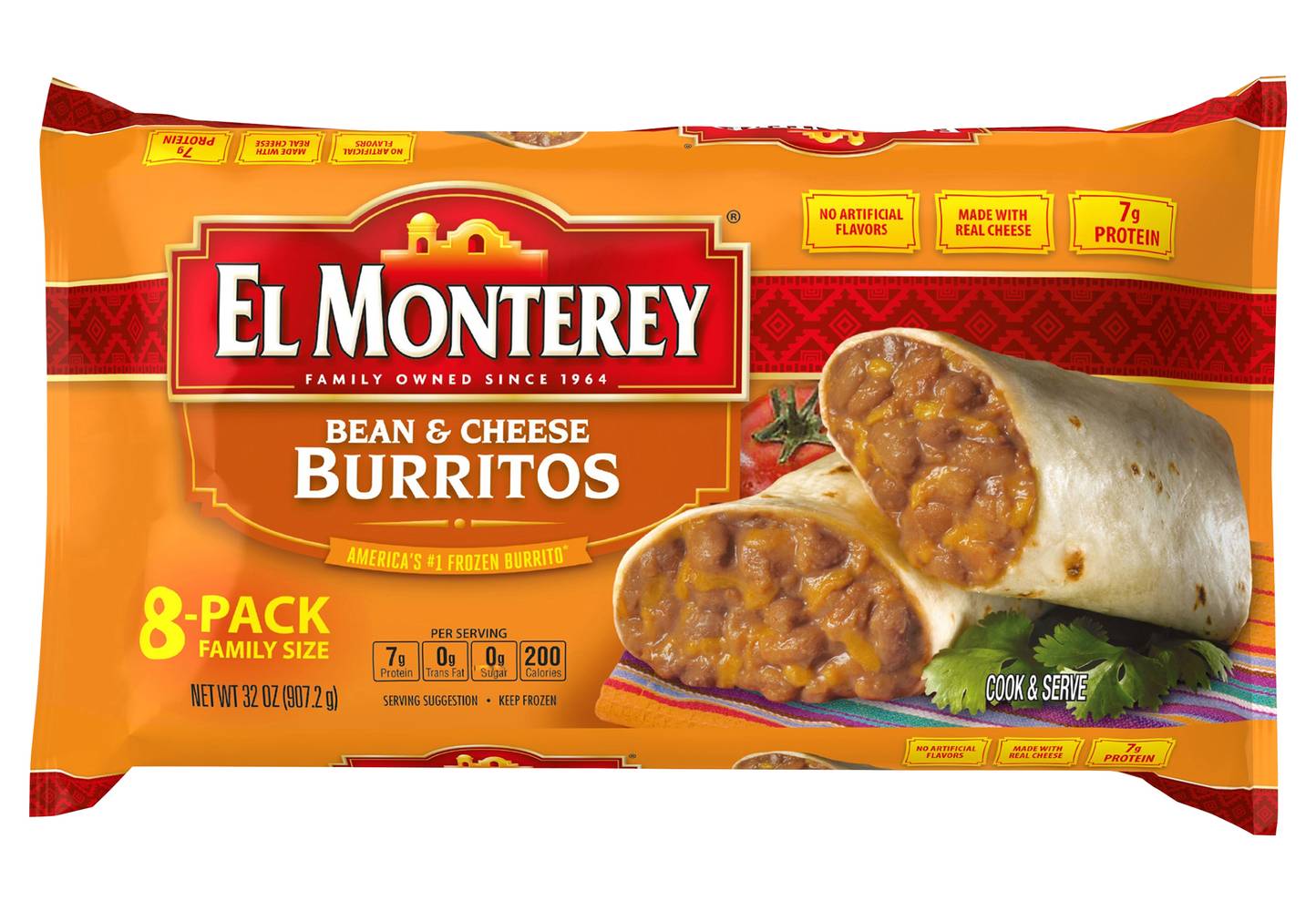 El Monterey Bean and Cheese Burritos (2 lbs, 8 ct)