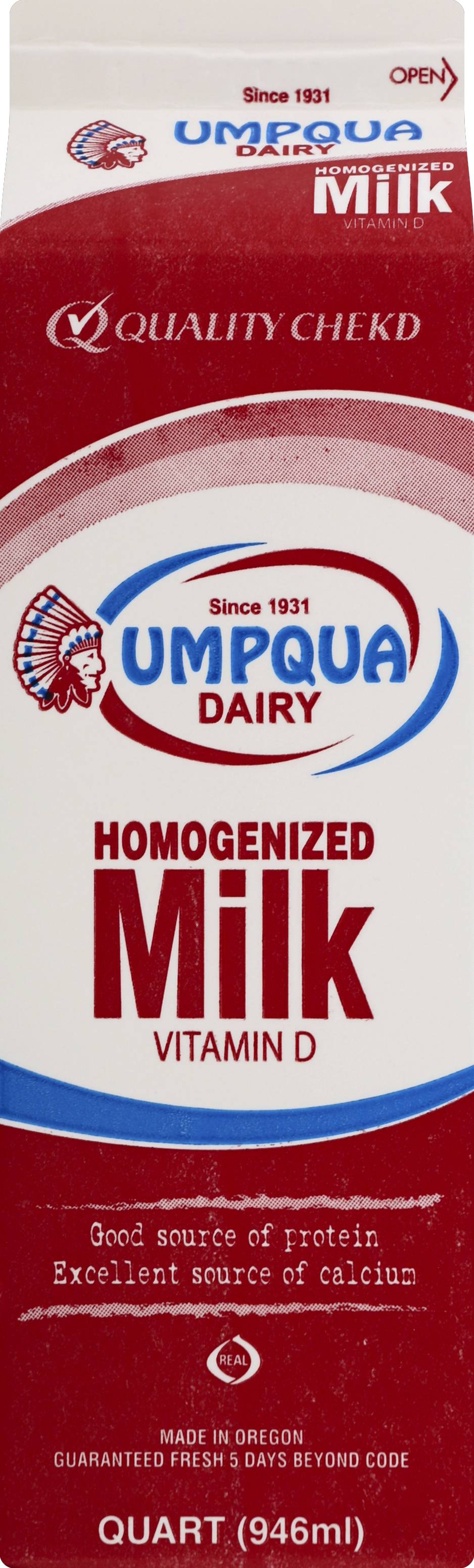 Umpqua Dairy Homogenized Whole Milk (1 qt)