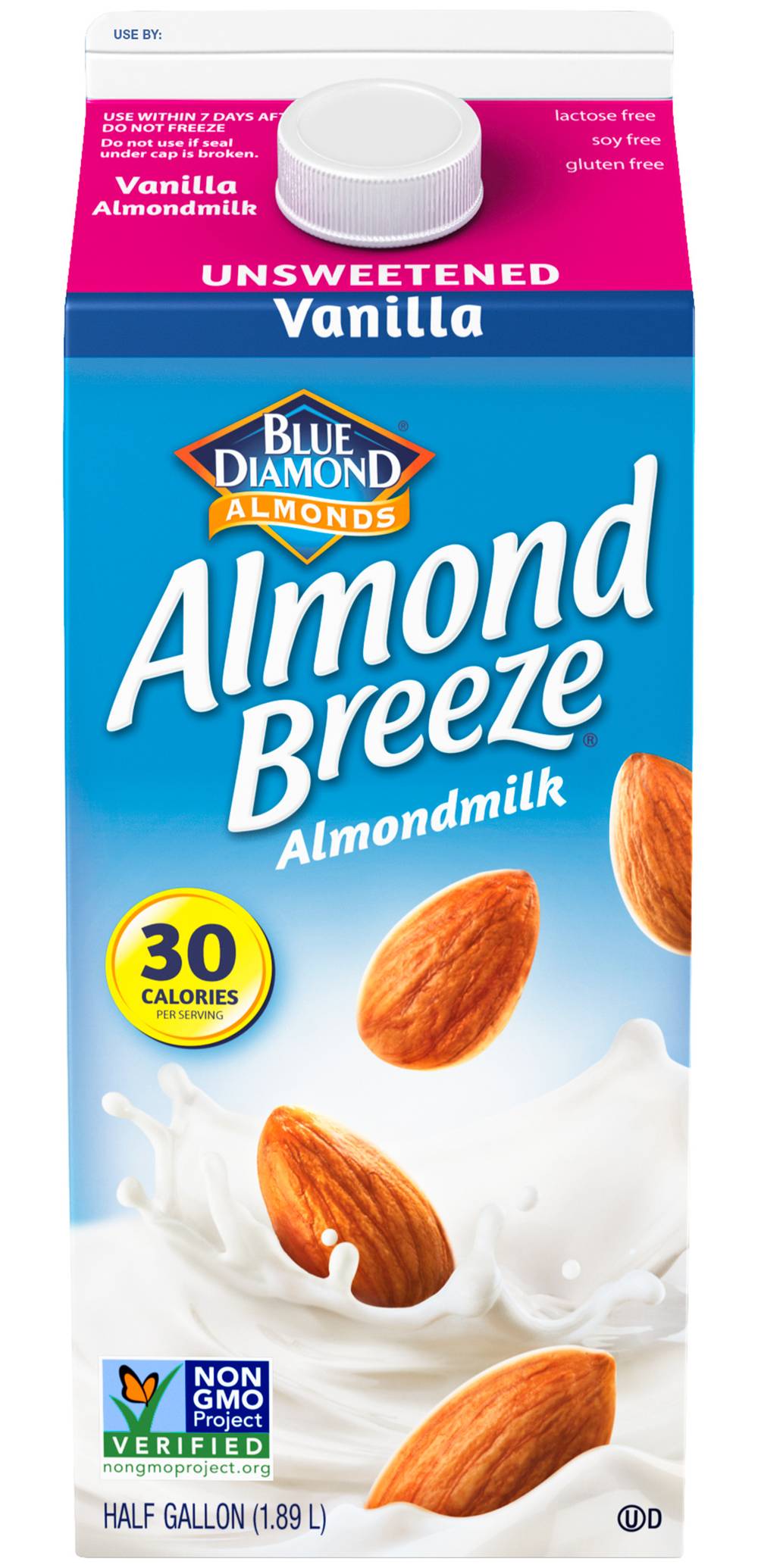Blue Diamond Almond Breeze Unsweetened Almondmilk, Vanilla (0.5 gal)
