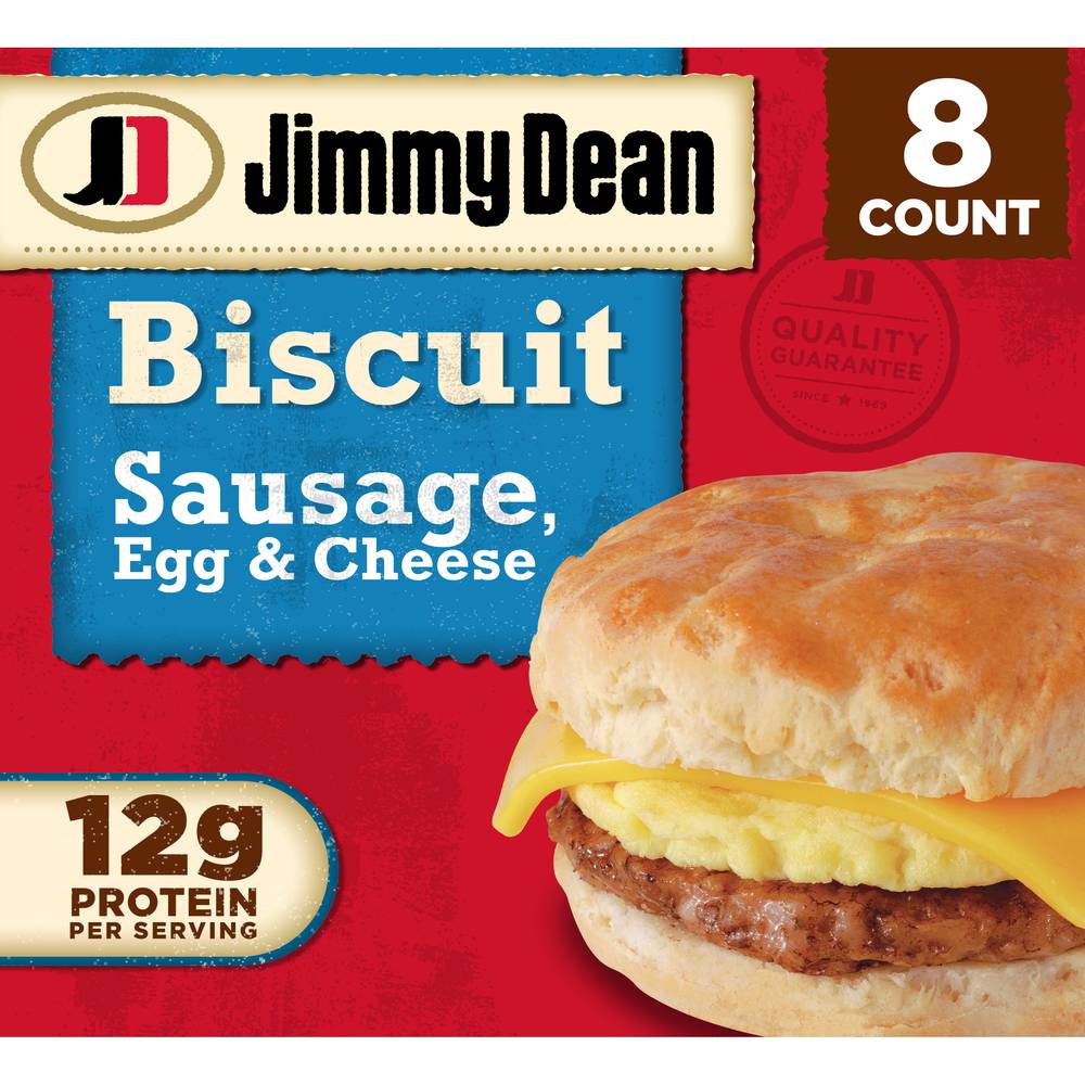 Jimmy Dean Sausage Egg and Cheese Biscuit Sandwiches (2.25 lbs, 8 ct)