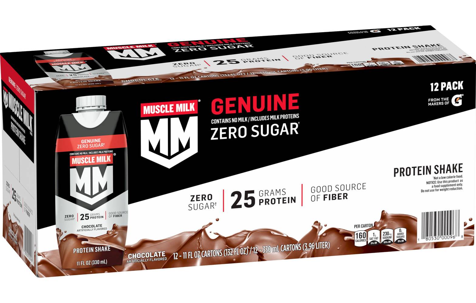 Muscle Milk Genuine Non-Dairy Protein Shake, Chocolate (12 x 11 fl oz)