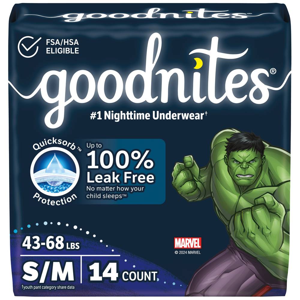 GoodNites Boys Nighttime Underwear, S/M (1.6 lbs, 14 ct)