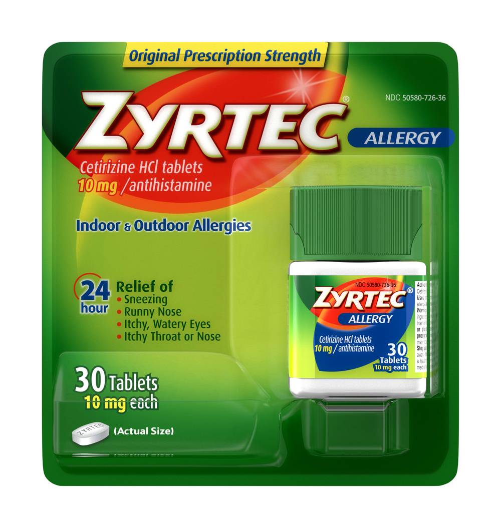 Zyrtec 10 Mg 24 Hour Allergy Relief With Cetirizine Hcl Tablets (1.2 oz)