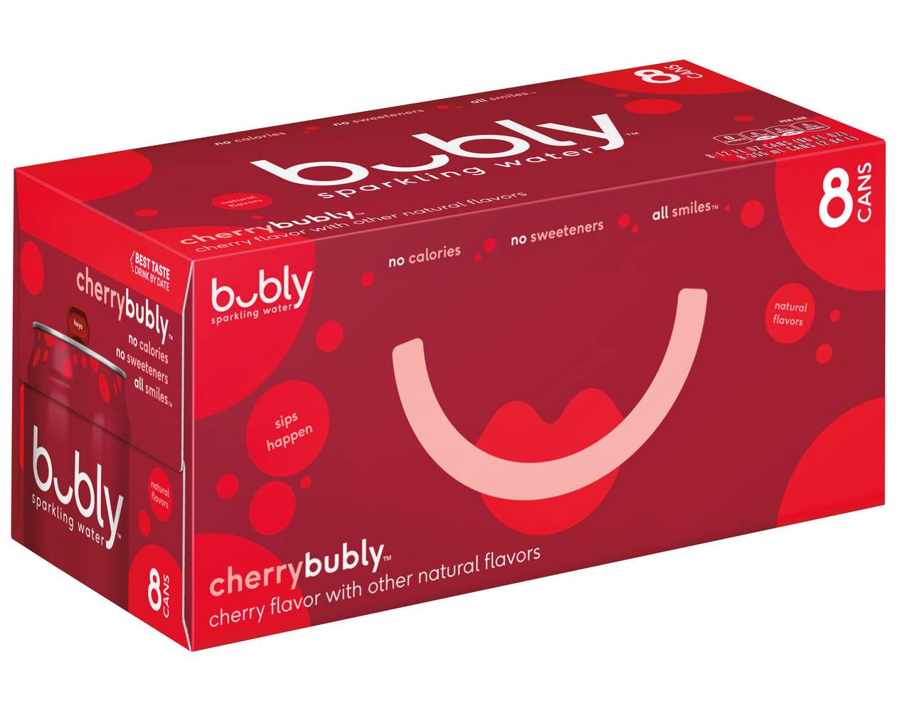 bubly Sparkling Water, Cherry (8 x 12 fl oz)