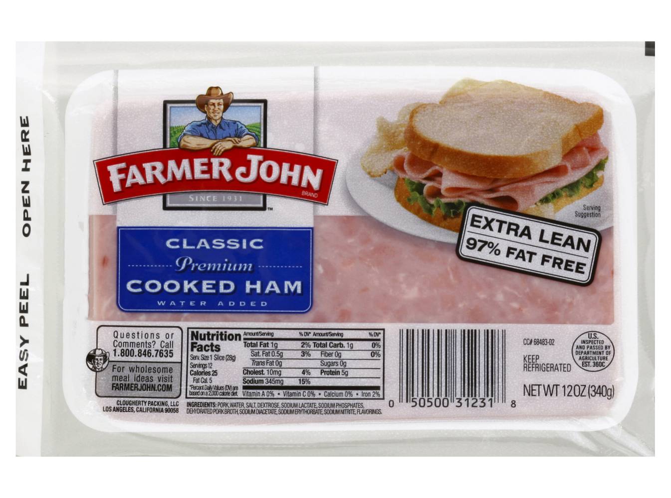 Farmer John Classic Premium Cooked Ham (12 oz)
