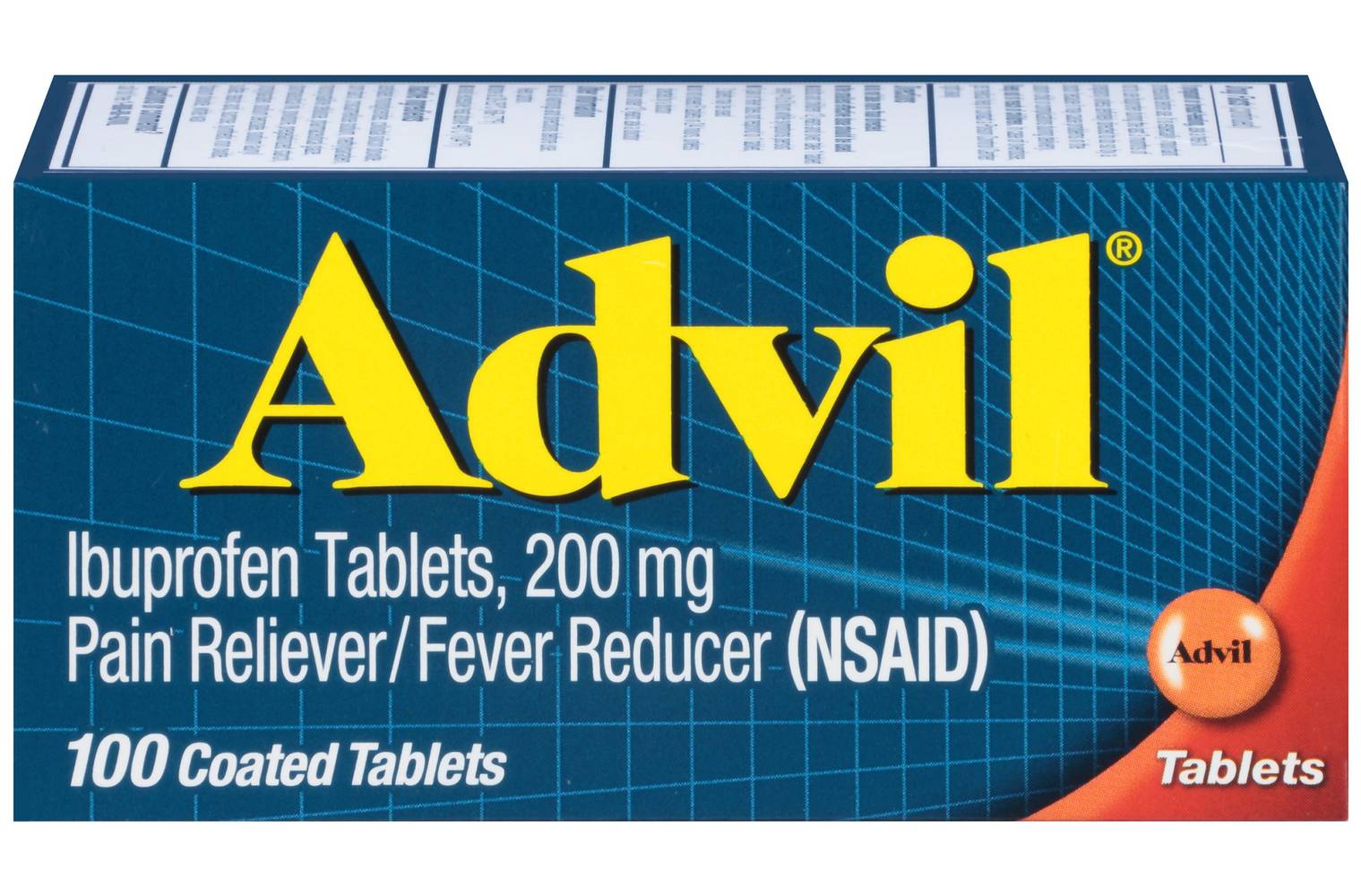 Advil 200 Mg Ibuprofen Tablets Pain Reliever (3.2 oz, 100 ct)