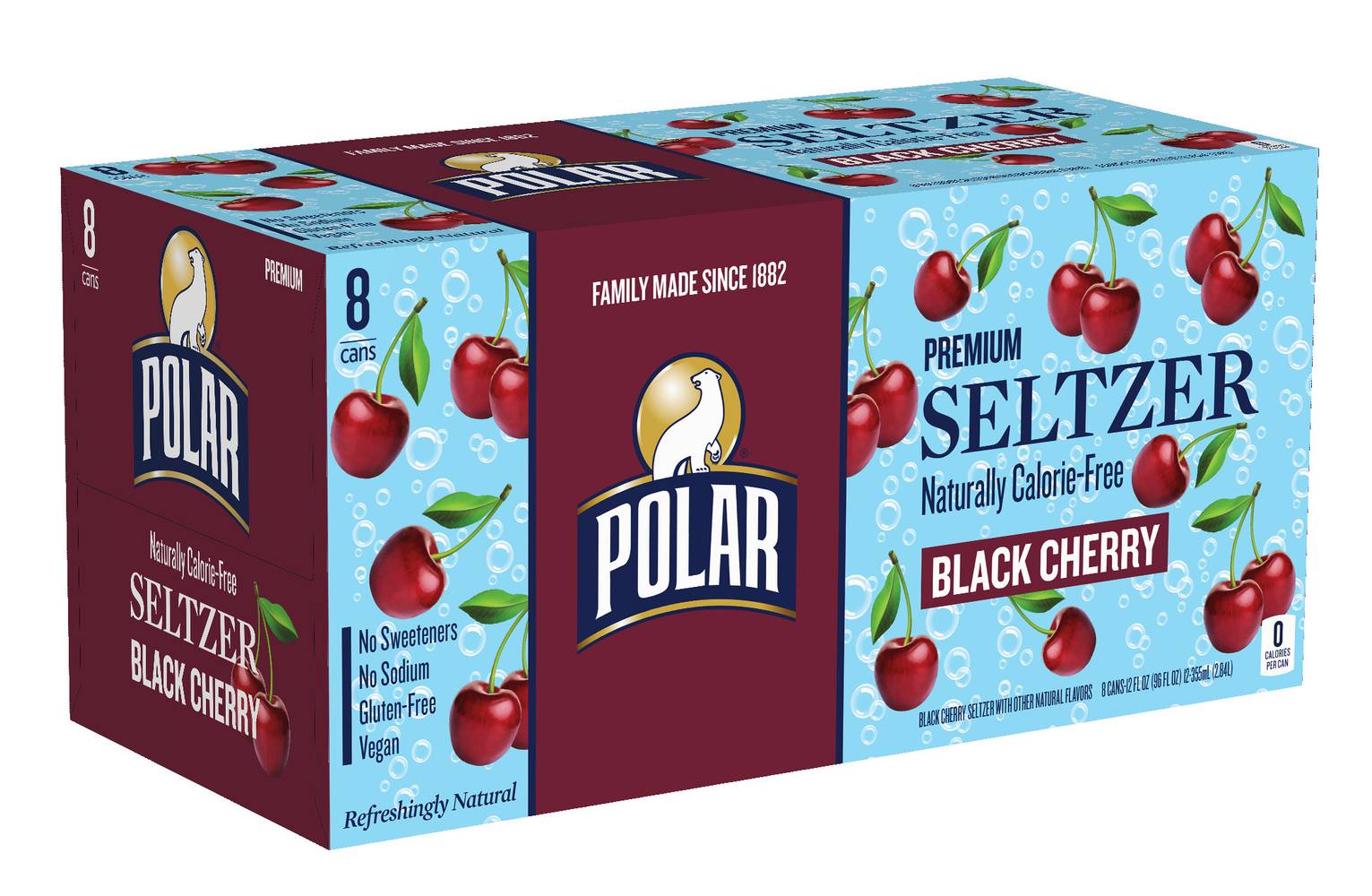 Polar 100% Natural Seltzer, Black Cherry (8 x 12 fl oz)