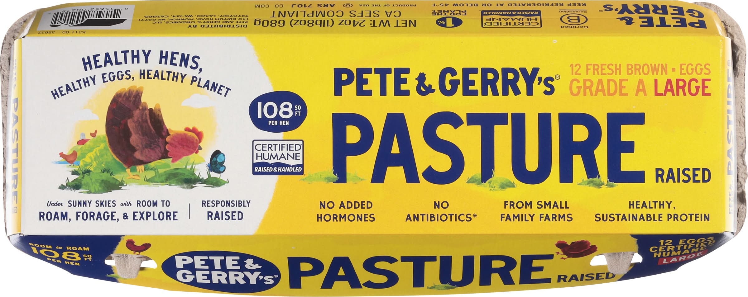 Pete and Gerry's Brown Pasture Raised Eggs, Large (24 oz, 12 ct)